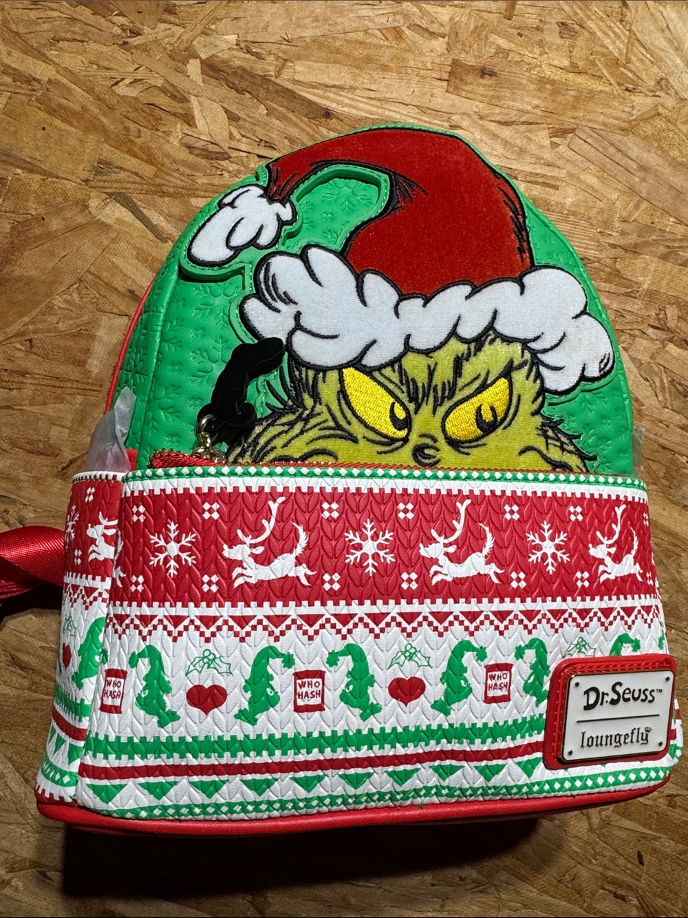 Dr. Seuss Grinch Holiday Mini Backpack in Green & Red Loungefly